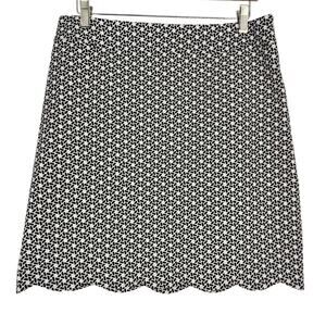 SALE Talbots Geo Balck and White Print Scalloped Mini Skirt 8P